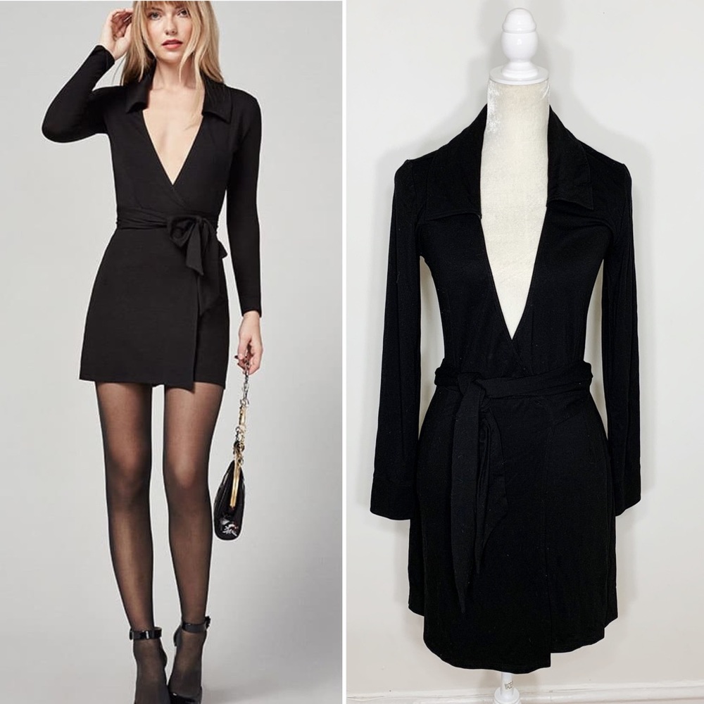 REFORMATION Shaun long sleeve stretch wrap dress